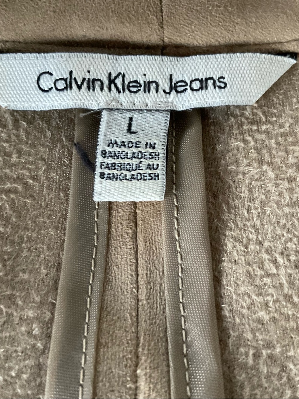 Calvin Klein Jeans Faux Suede Drape Front Jacket Large - Picture 7 of 10